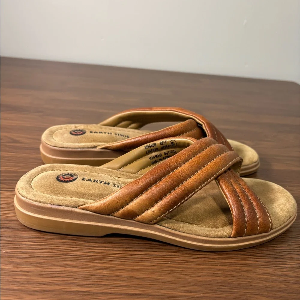 Earth Shoe- Reef-‎ Brown Leather Sandals Size 6.5